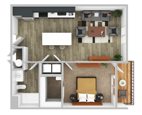 a1 floor plan  1 bedroom with 1 bath  129